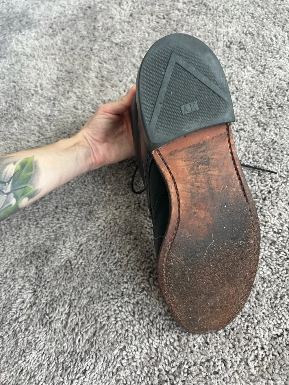 Allen Edmonds Black Leather Wingtip Lace-Up Boots